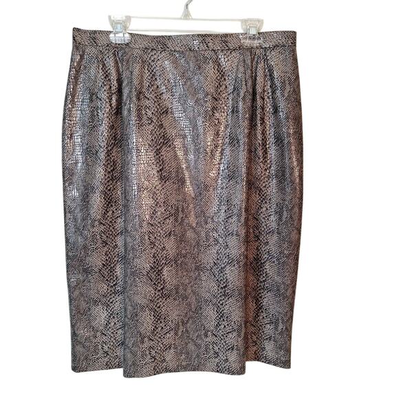 Vintage Dresses & Skirts - Vintage 90s Faux Python Snake Skin Pencil Skirt Women Size L/XL Waist 34"-38"